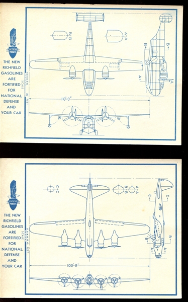 UO02 Richfield Gasoline Airplanes (No Insignia) Complete Set of (12) Plus (4) Duplicates