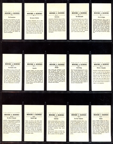 1960 Sunblest Tea Inventors and Inventions Complete Set of (50) Cards