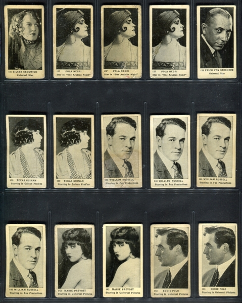 C142-2 Tobacco Products Movie Stars Lot of (245) With Detail Backs