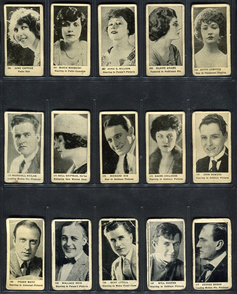 C142-2 Tobacco Products Movie Stars Lot of (245) With Detail Backs