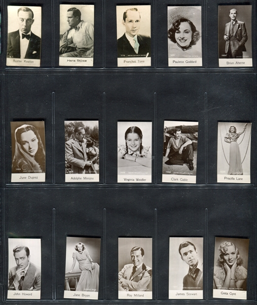 1930's Bridgewater Biscuit Movie Stars Lot of (57) 1000-Series Cards