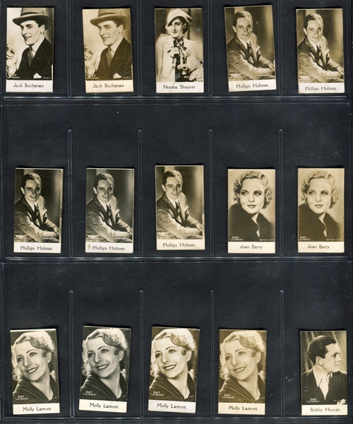 1930's Bridgewater Biscuit Movie Stars Lot of (110) 200-Series Cards