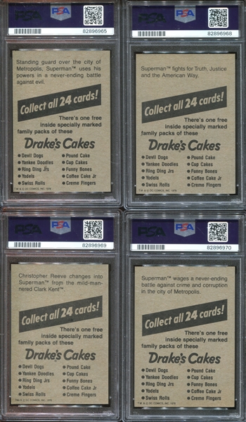 1978 Drake's Cakes Superman-The Movie Near Complete (19/24) PSA-Graded Set