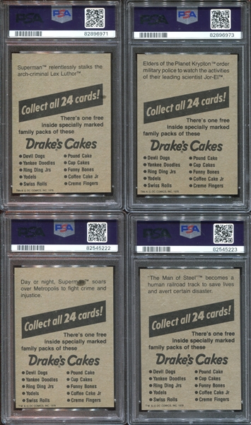 1978 Drake's Cakes Superman-The Movie Near Complete (19/24) PSA-Graded Set