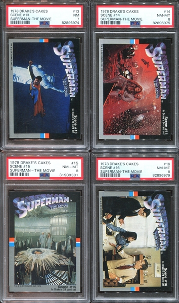 1978 Drake's Cakes Superman-The Movie Near Complete (19/24) PSA-Graded Set