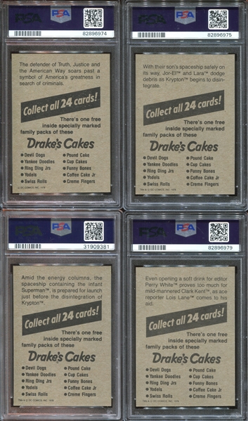 1978 Drake's Cakes Superman-The Movie Near Complete (19/24) PSA-Graded Set