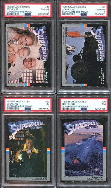 1978 Drake's Cakes Superman-The Movie Near Complete (19/24) PSA-Graded Set