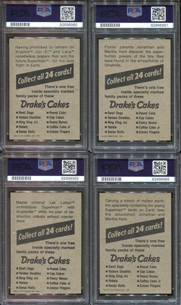 1978 Drake's Cakes Superman-The Movie Near Complete (19/24) PSA-Graded Set