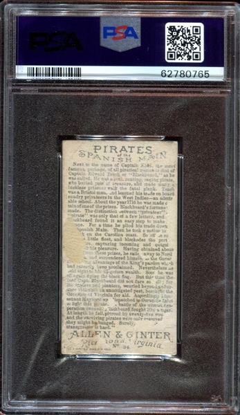 N19 Allen & Ginter Pirates of the Spanish Main #34 Edward Teach (Black Beard) PSA2 Good