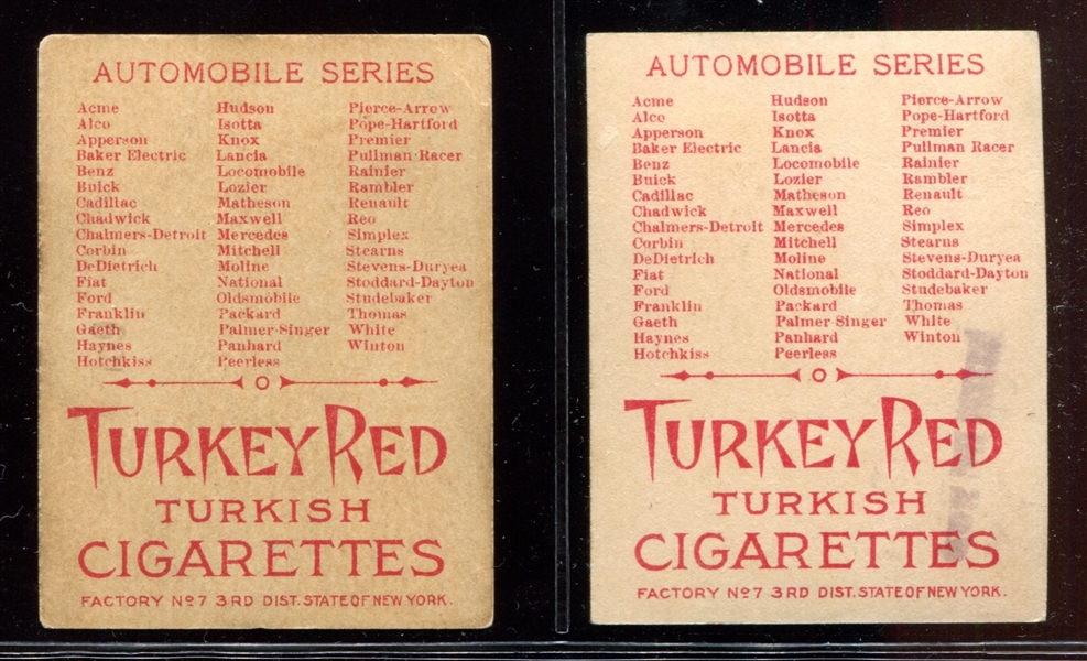 T37 Turkey Red Automobile Series Near Set of (41/50) Cards