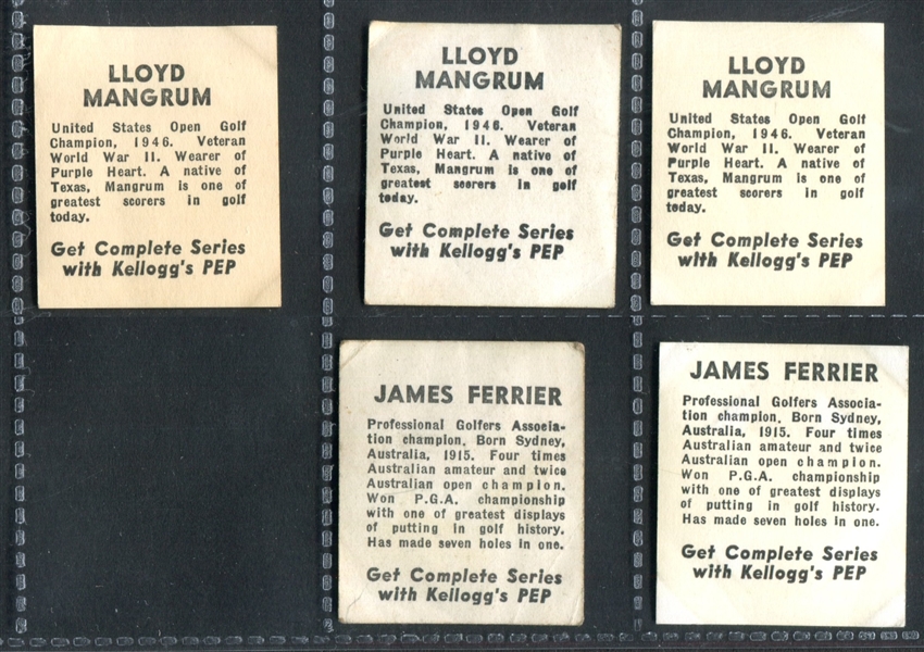 F273-19 Kellogg's Pep Golf Lot of (5) Cards