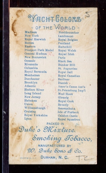 N91B Duke's Mixture Yacht Club Colors Miss Wells Type Card