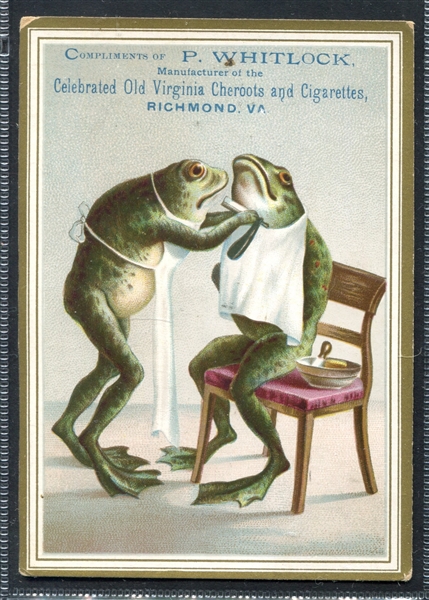 Great P. Whitlock Old Virginia Cheroots Colorful Frog Trade Card