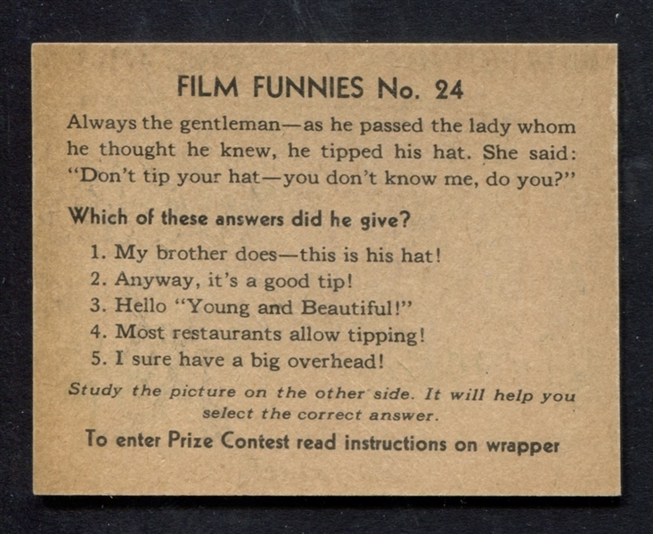 R48 Gum Inc Film Funnies #24 You Don't Know Me (George Arliss) Last Card in Set