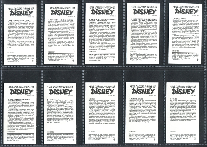 1989 Brooke Bond Magical World of Disney Complete Set of (25) Cards