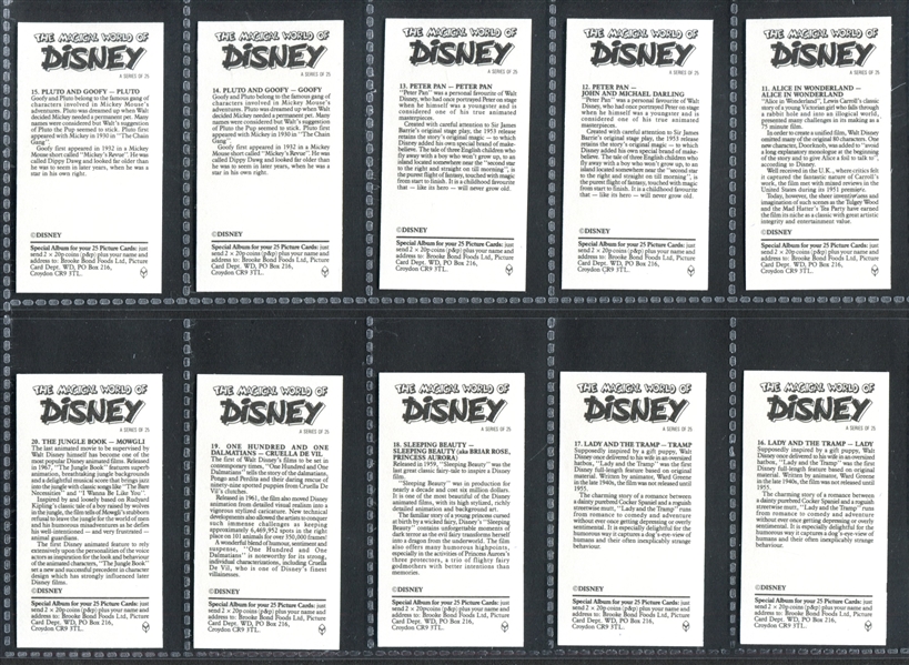 1989 Brooke Bond Magical World of Disney Complete Set of (25) Cards