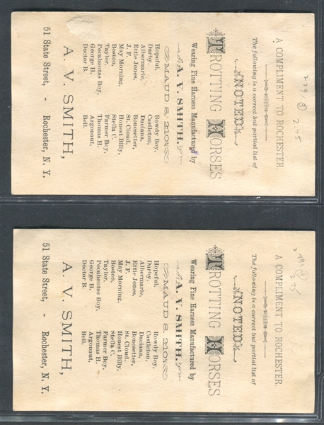 Great 1880's Trotter Trade Cards Lot of (2) Cards