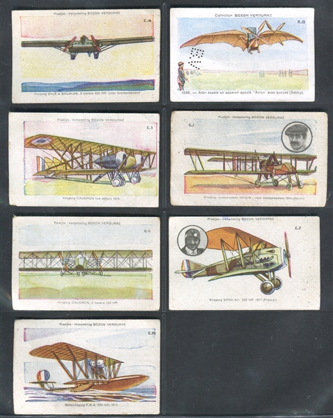 1940's French and Dutch Aviation-Themed Lot of (7) Cards