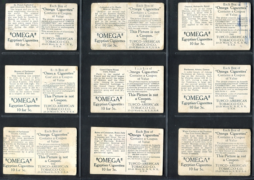 T120 Omega Egyptian Citarettes World Views Lot of (9) Cards