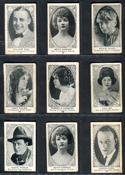 E123 American Caramel Movie Actors Lot of (9) Cards