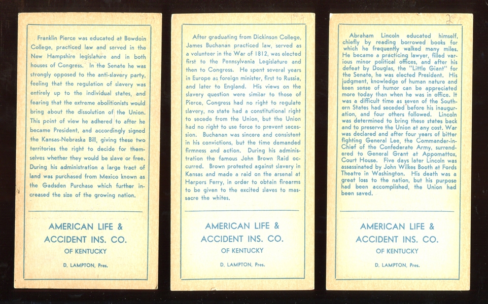 1960's American Life & Accident Insurance Presidents Lot of (9) With Lincoln