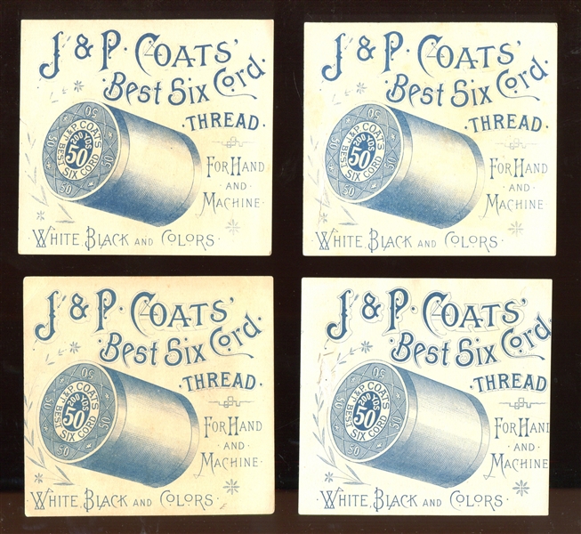 J&P Coats Threads Dogs Lot of (4) Trade Cards