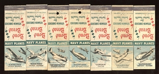 D-UNC Bond Bread Airplanes Matchbook Covers Lot of (7) Different