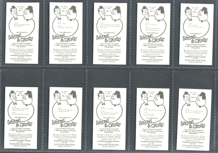 1968 Primrose Confectionery Laurel & Hardy Complete Set of (50) Cards