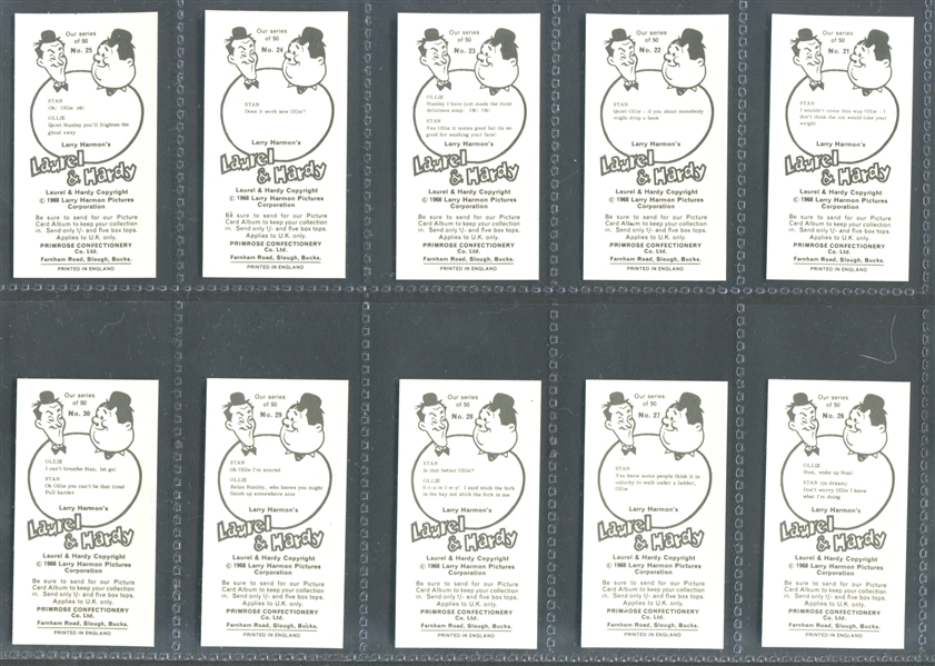 1968 Primrose Confectionery Laurel & Hardy Complete Set of (50) Cards