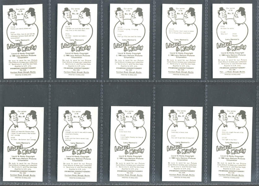 1968 Primrose Confectionery Laurel & Hardy Complete Set of (50) Cards