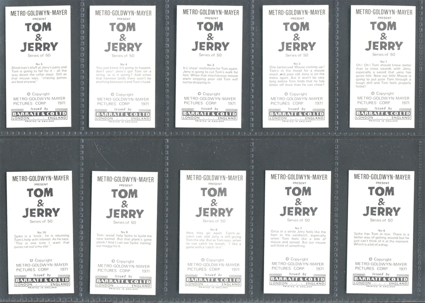 1970 Barratt Tom & Jerry Complete Set of (50) Cards