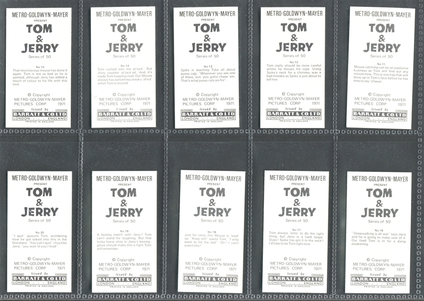 1970 Barratt Tom & Jerry Complete Set of (50) Cards