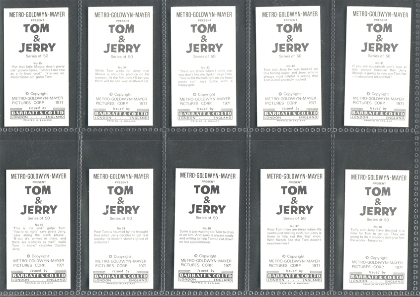 1970 Barratt Tom & Jerry Complete Set of (50) Cards