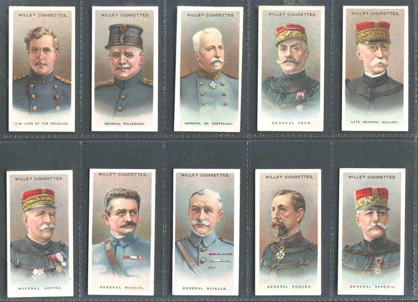 1917 Wills Allied Army Leaders Complete Set of (50) Cards