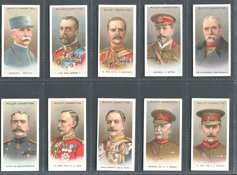 1917 Wills Allied Army Leaders Complete Set of (50) Cards