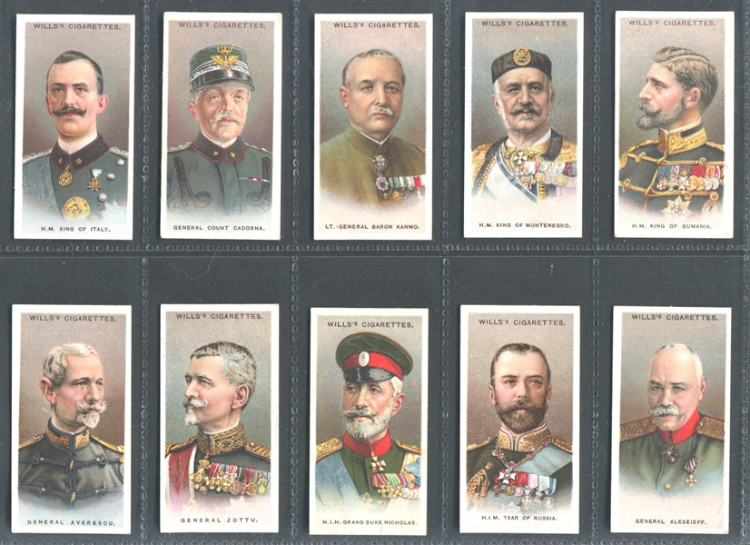 1917 Wills Allied Army Leaders Complete Set of (50) Cards