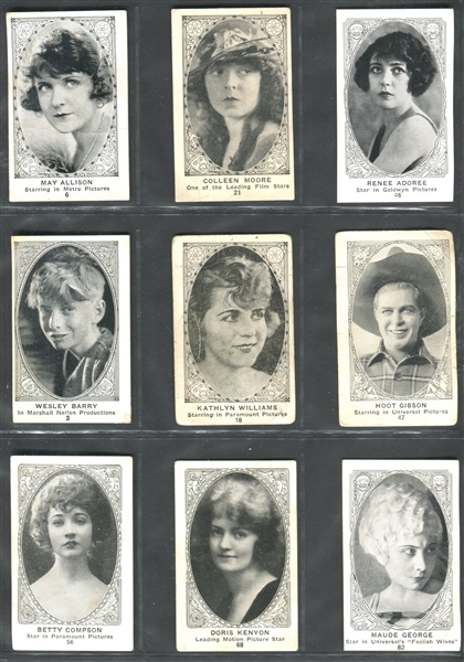 E123 American Caramel Movie Actors and Actresses (120 Back) Lot of (17) Cards