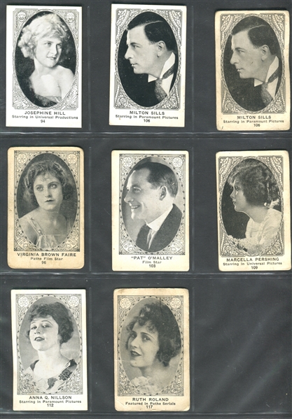 E123 American Caramel Movie Actors and Actresses (120 Back) Lot of (17) Cards