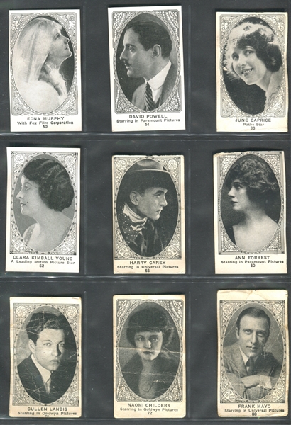 W-UNC Movie Actors and Actresses Blank-Back (Like E123) Lot of (25) Cards