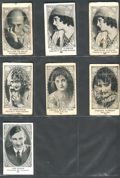 W-UNC Movie Actors and Actresses Blank-Back (Like E123) Lot of (25) Cards