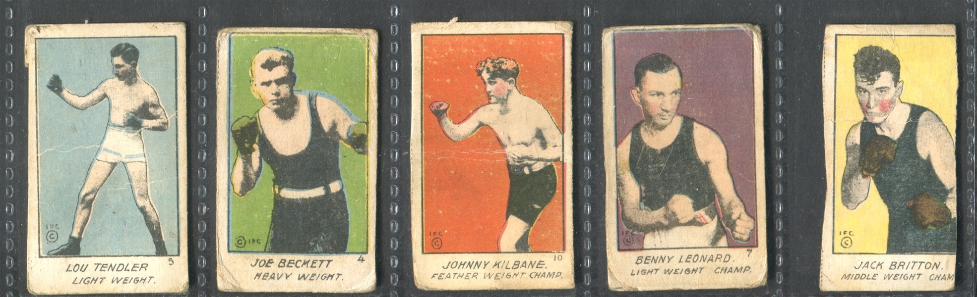 1920's I.F.S. Boxing Strip Card Lot of (5) Cards