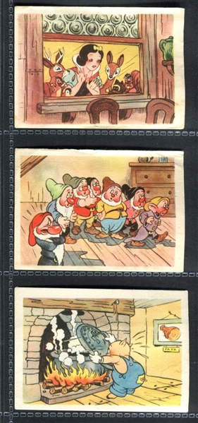 1938 De Beukelaer Lot of (3) Snow White and Seven Dwarves Cards