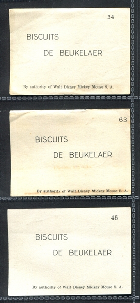 1938 De Beukelaer Lot of (3) Snow White and Seven Dwarves Cards