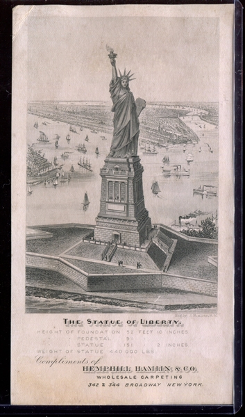 Early HELPHILL, HAMLIN & CO trade card of Statue of Liberty