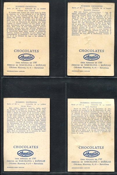 1920's Chocolates Amatlier (Spain) Hombres Eminentes Lot of (6) Cards