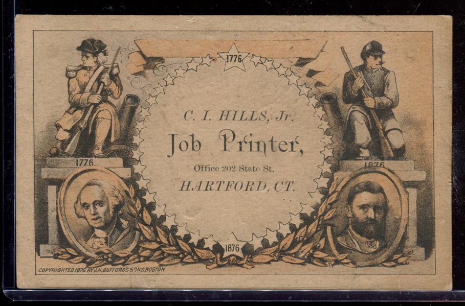 1876 CI Hills, JH Bufford Washington/Grant Trade Card