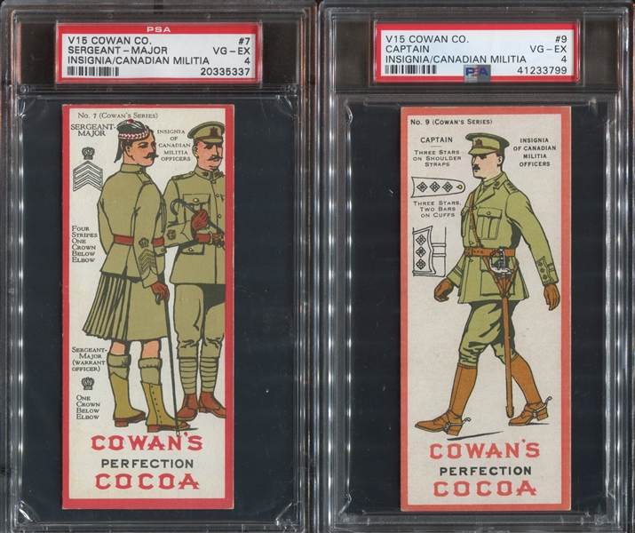 V15 Cowan's Insignia of Canadian Militia Lot of (2) PSA-Graded Cards