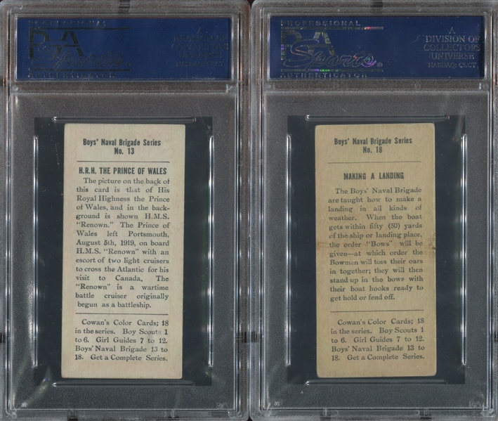 V21 Cowan's Colour Cards Pair of PSA3-Graded Cards