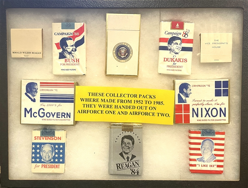 Fantastic Lot of (10) 1952-1985 Packs of Political-Themed Cigarettes and Matches 