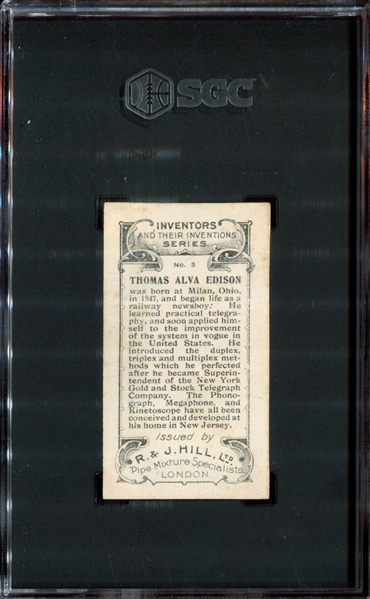 1907 R & J Hill Inventors & Inventions #3 Thomas A. Edison SGC4 VG-EX